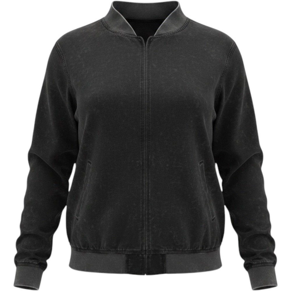 Torrid Womens Black Mineral Wash Bomber Jacket Full Zip Plus Size 1 1X Casual